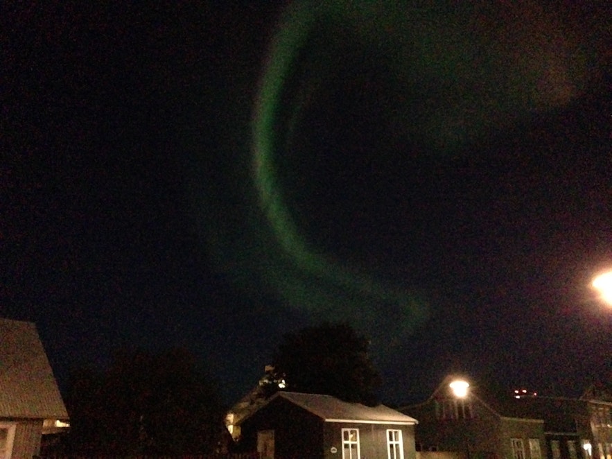 Northern lights in Reykjavík, iphone image