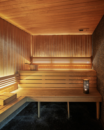 The bright, modern sauna is a fantastic spot to unwind at the end of each day at Center Hotels Arnarhvoll.