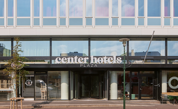 The front entrance of the Center Hotels Plaza in Reykjavik.