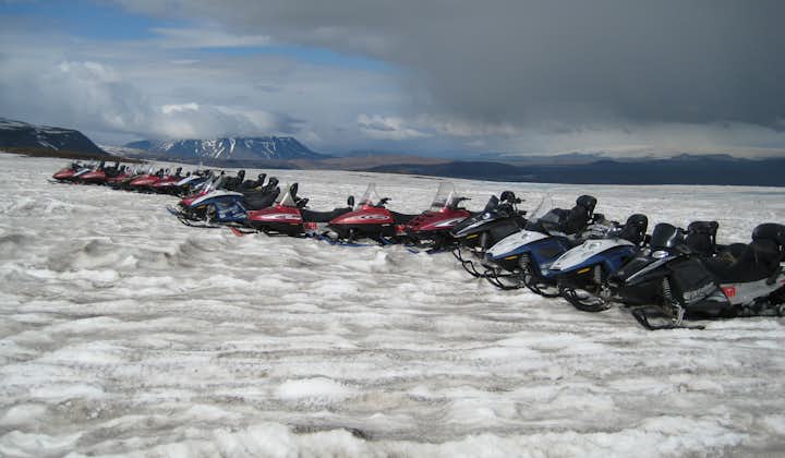 An optional Snowmobiling adventure is a great way to break up a day of sightseeing on the Golden Circle.