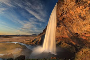 Seljalandsfoss is a south coast waterfall in Iceland, pictured during the summer months here.