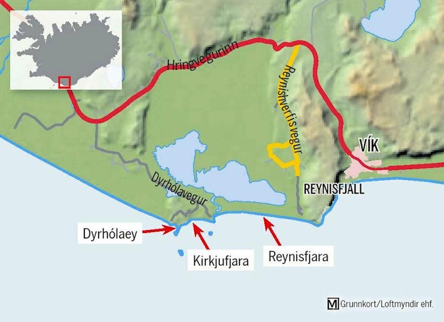 A map of Reynisfjara beach 