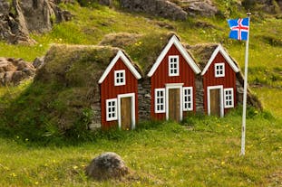 Charming turf roofed houses in the countryside are quintessential Iceland.