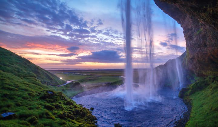 You can walk behind the waterfall Seljalandsfoss on the South Coast of Iceland.