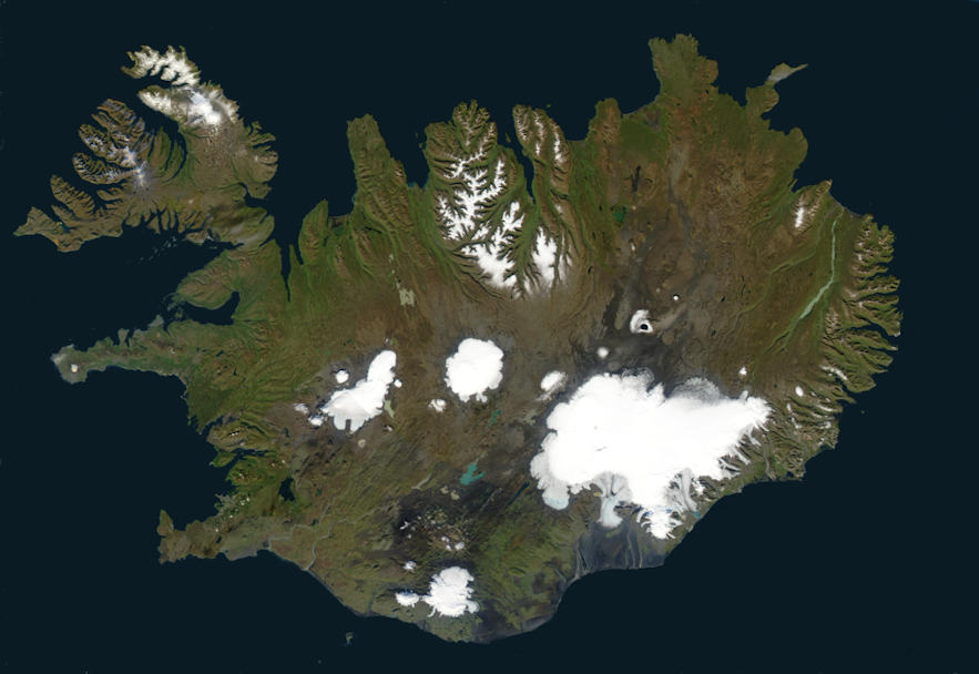 Carte montrant la localisation des glaciers en Islande