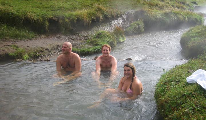 Reykjadalur is home to numerous hot springs and a warm river in which all visitors are welcome to bathe.