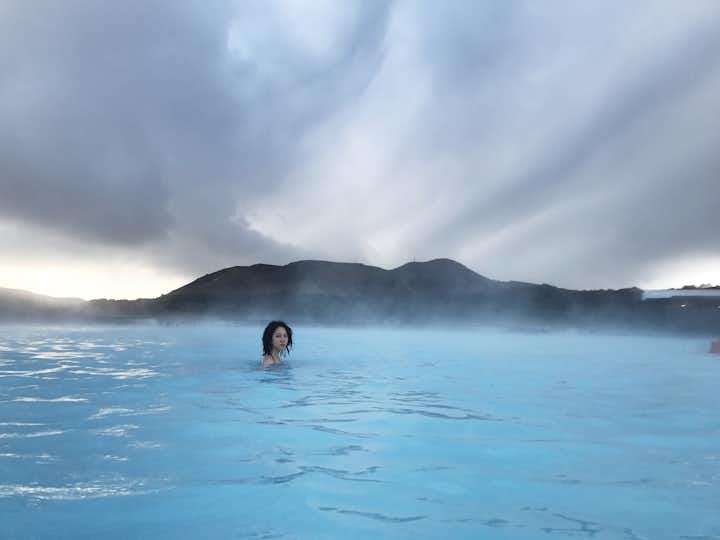 冰島藍湖沒人的瞬間