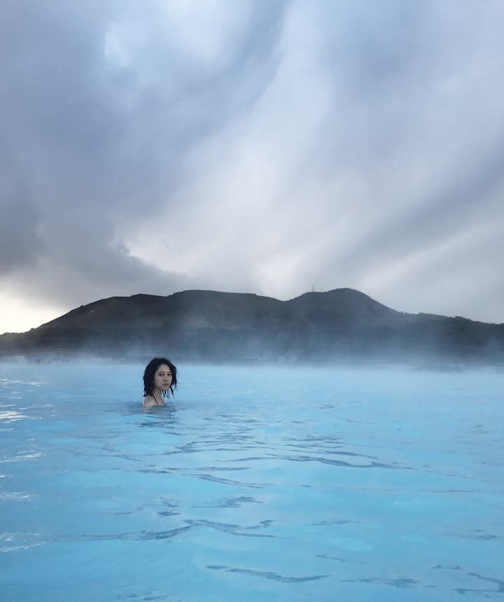 冰島藍湖沒人的瞬間