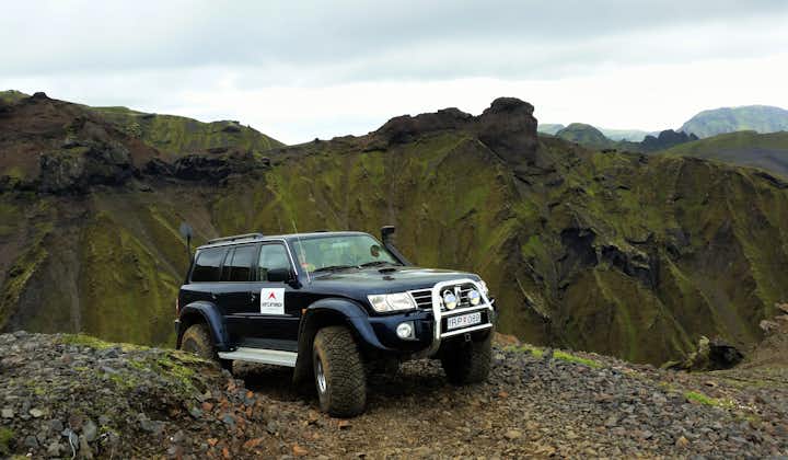 A Super Jeep is the perfect vehicle to conquer the mountains surrounding Vík.