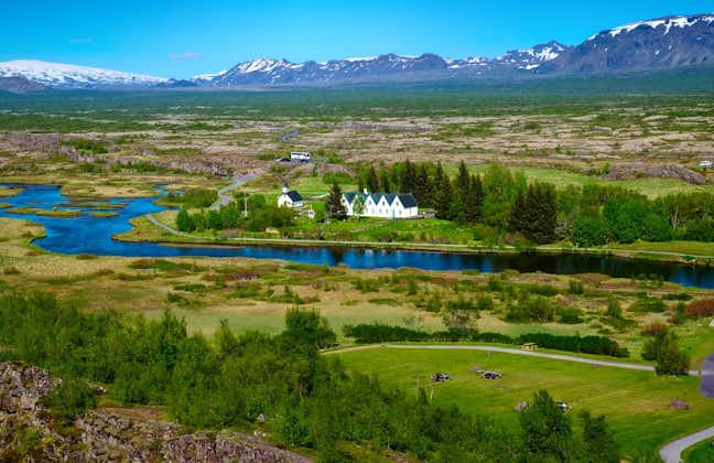 Þingvellir, as seen from the popular viewpoint on the North American plate.