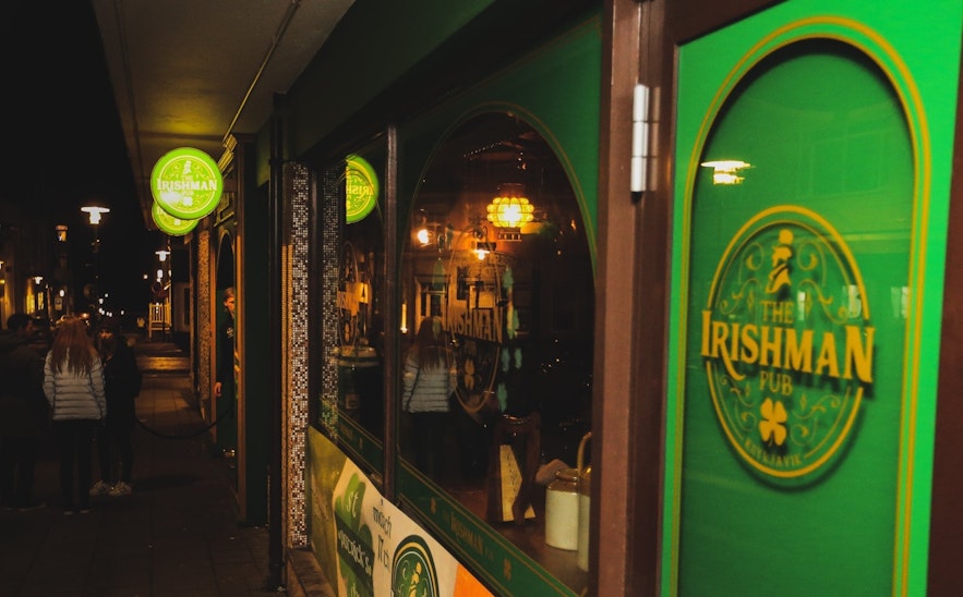 The entrance to the Irishman Pub in Reykjavik, Iceland