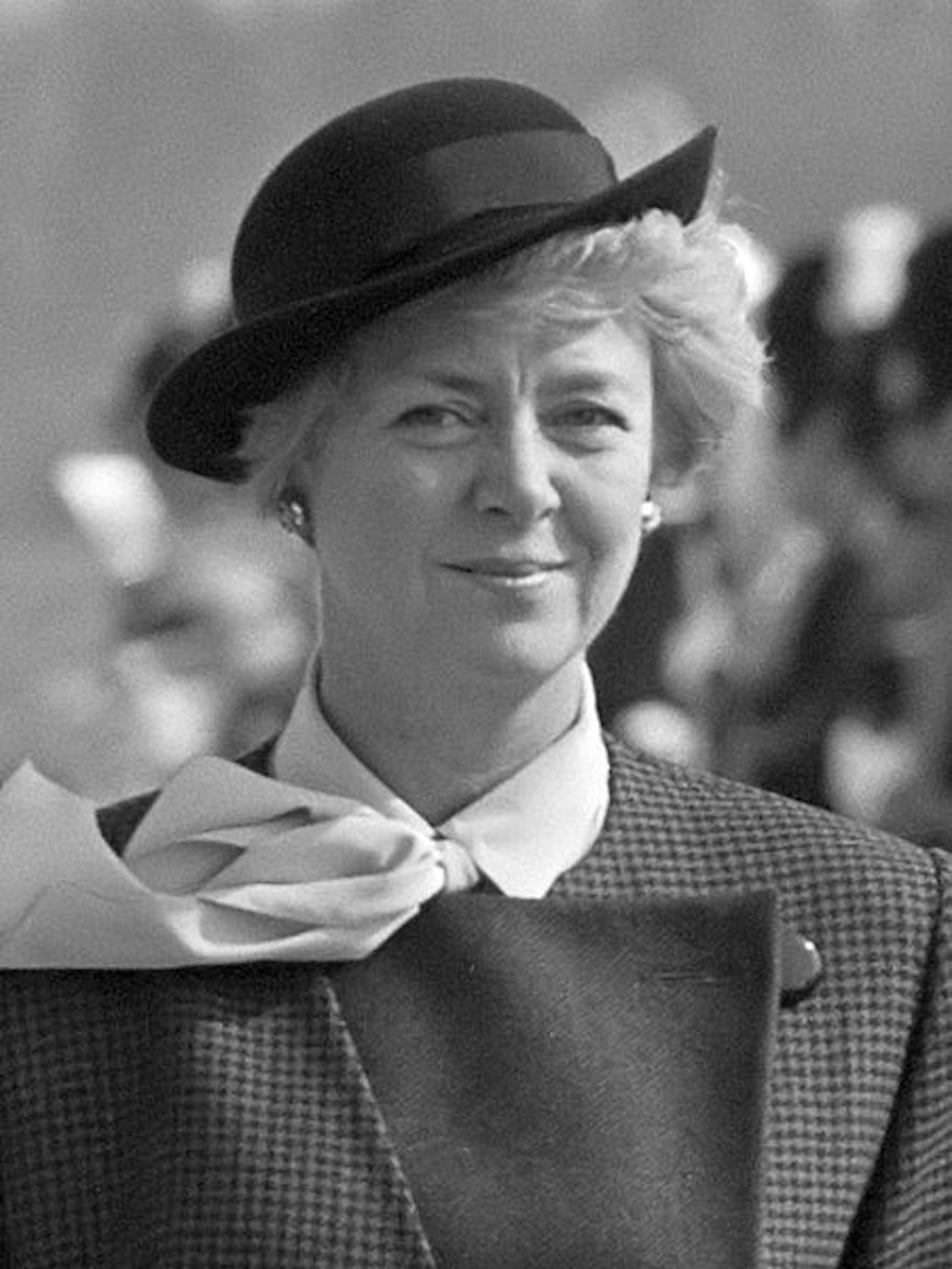 Vigdís was the world's first democratically elected female president; she is pictured here five years into her sixteen year posting.