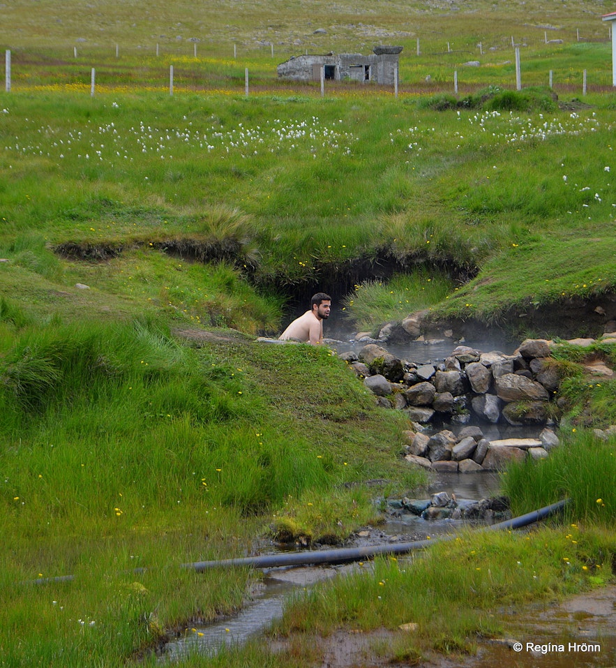 Hot geothermal hot pool in the Westfjords of Iceland