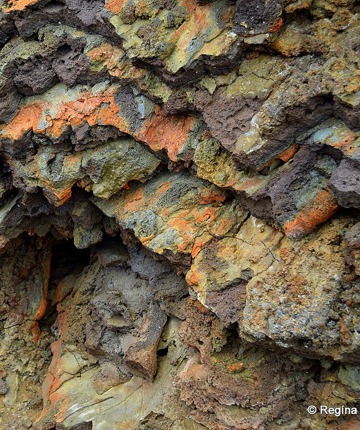 Colourful lava at Eldborg Scoria Crater on Snæfellsnes in West-Iceland
