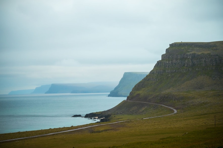 The Westfjords are home to beautiful mountains, such as along the road to Latrabjarg