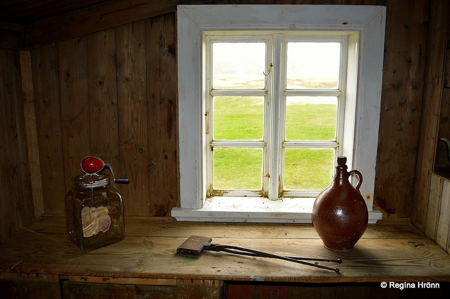 Inside Keldur Turf House in South-Iceland