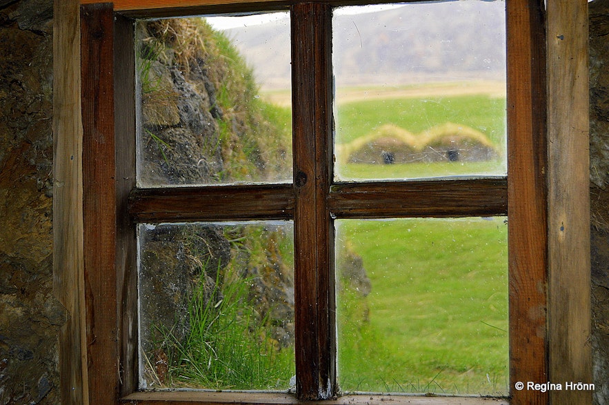 Looking out from the window of Keldur turf-farm