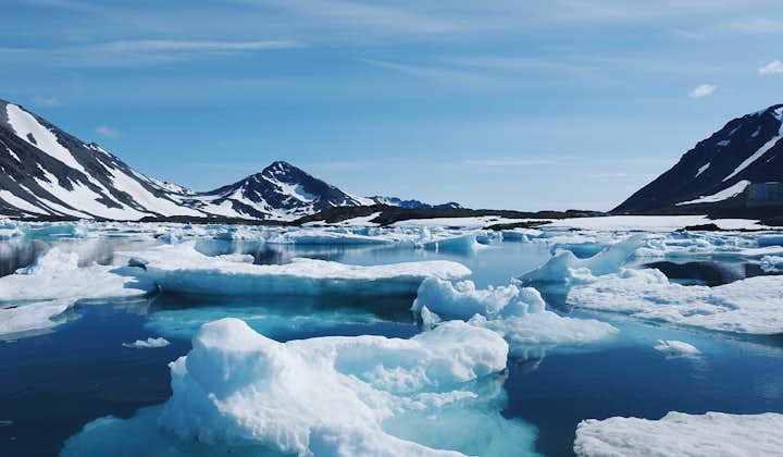 围绕着格陵兰村落库鲁萨克的峡湾有着许多大型冰块以及鲸鱼