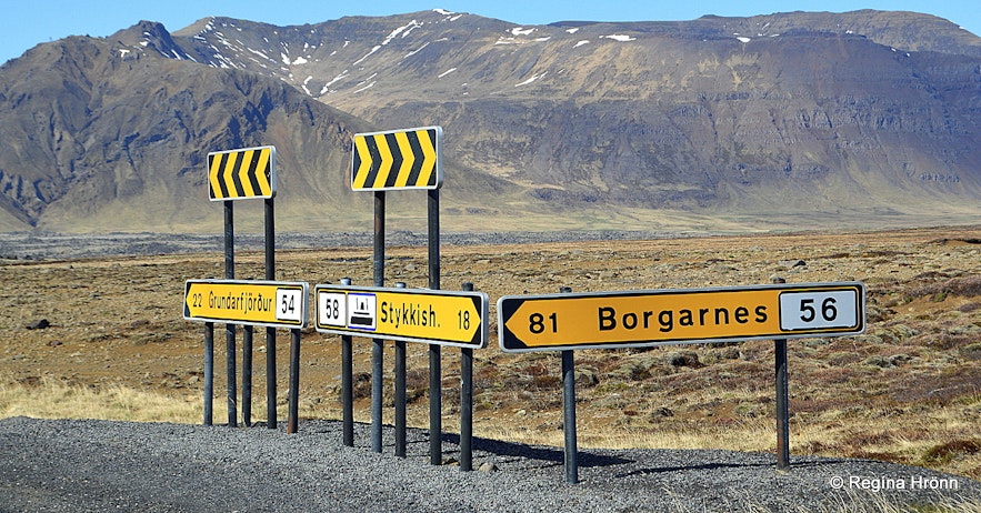 Road signs on the Snæfellsnes peninsula