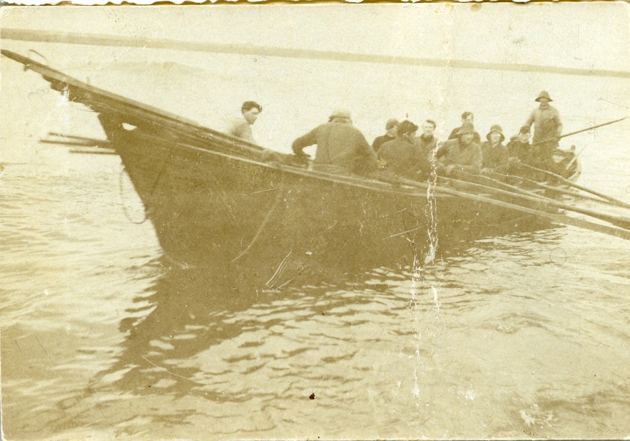 A typical "áttæringur" rowboat from the early 20th century in Iceland