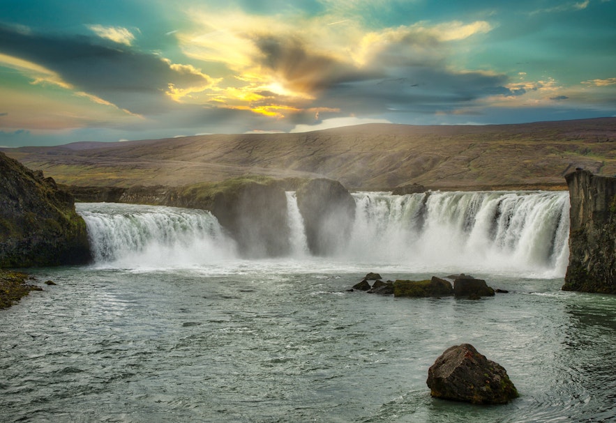 Godafoss waterfall in northeastern Iceland where Þorgeir tossed his pagan idols