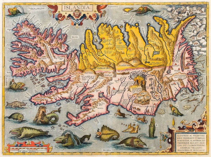 En karta över Island cirka 1590.