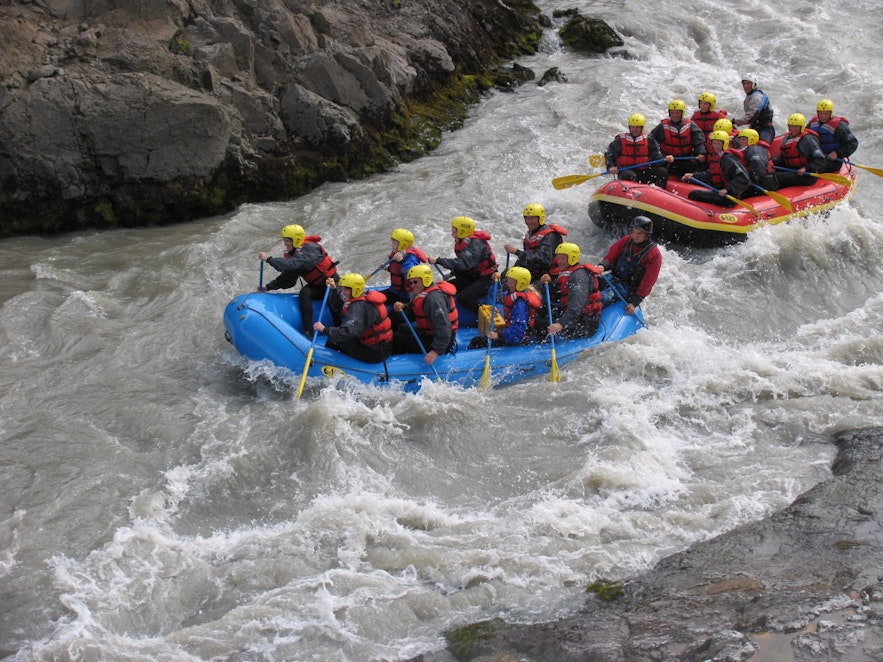 River rafting is about working as a team to overcome physical challenges.