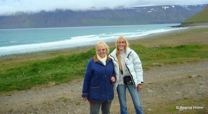 My mother and I at Ingjaldssandur in the Westfjords