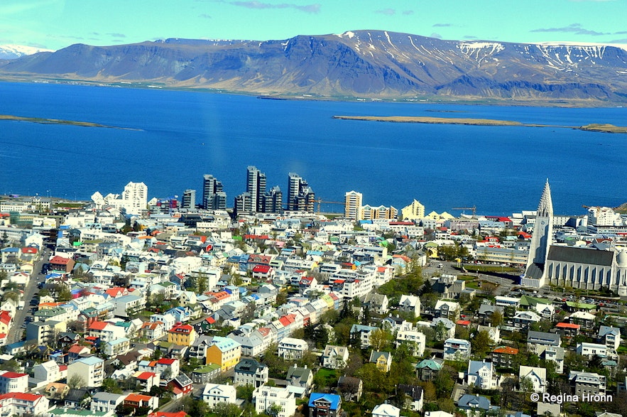 The view of Reykjavík from a helicopter