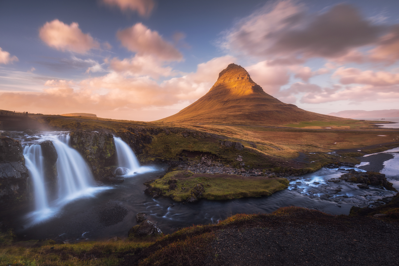 Kirkjufell is said to be the most photographed mountain in the country, sitting in west Iceland on the northern side of the Snæfellsnes Peninsula.