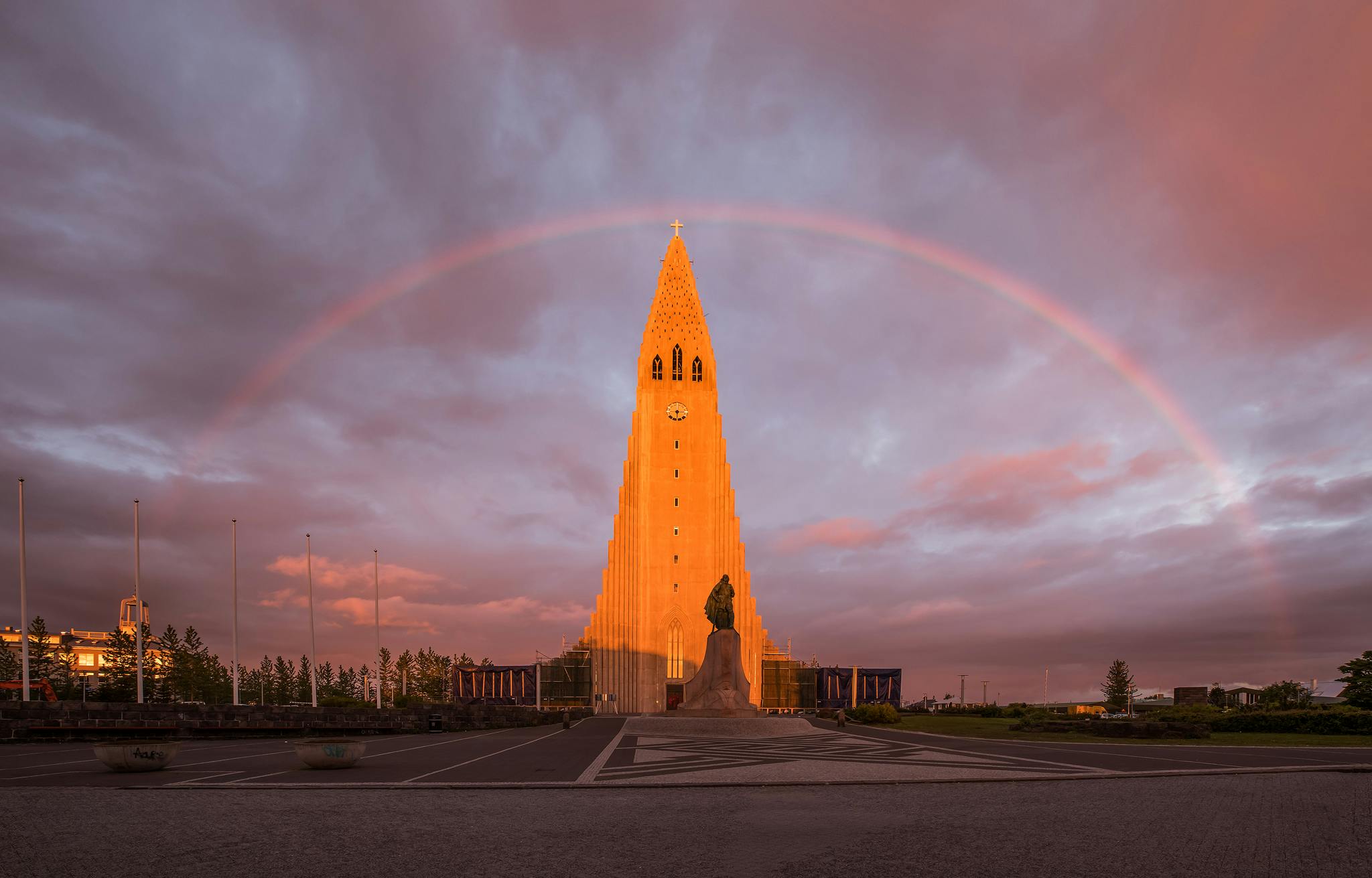 Hallgrímskirkja church is the most iconic feature of Reykjavíks cityscape.