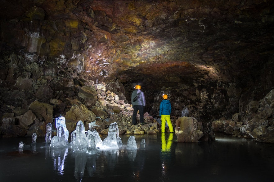 The inside of a cave near Akureyri, Lofthellir.