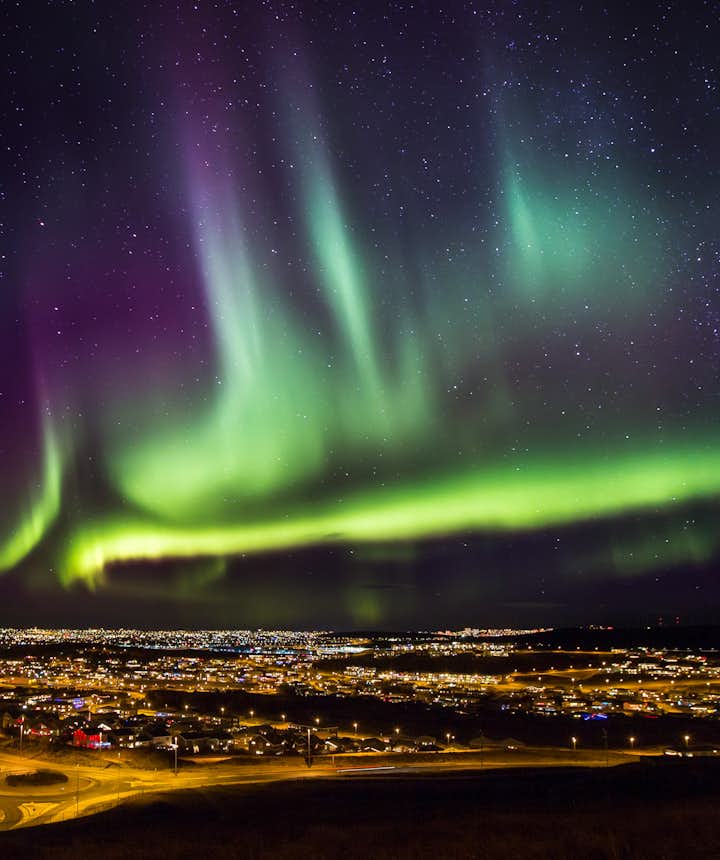 Solar flares causing Aurora Borealis in Iceland