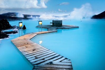 Start your Iceland adventure with a soothing soak in the Blue Lagoon geothermal spa.