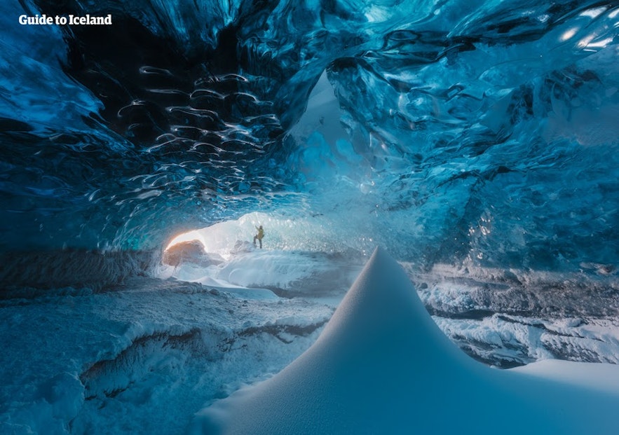 Iceland has many blue ice glacier caves in wintertime