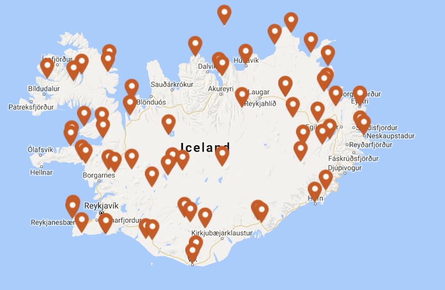 冰島露營營地地圖