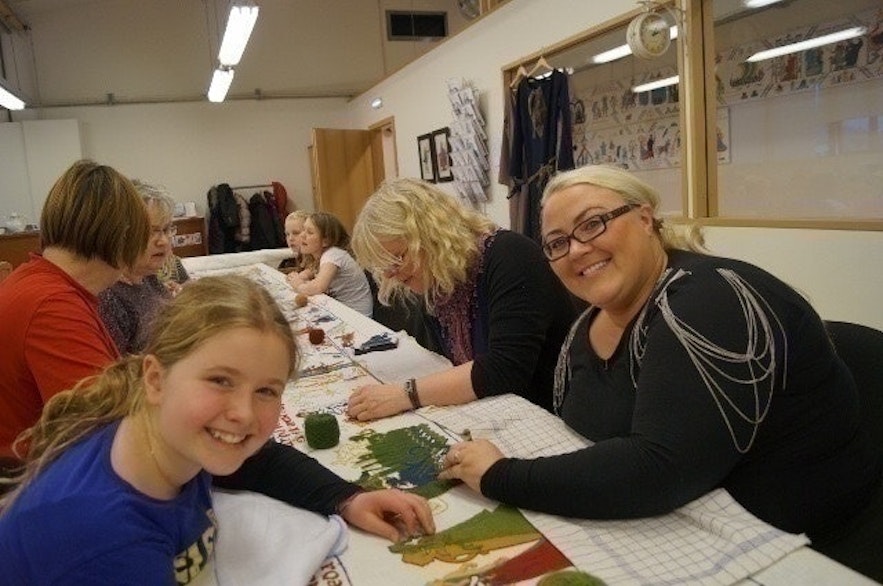 Sewing at the Icelandic Saga Center in Hvolsvöllur
