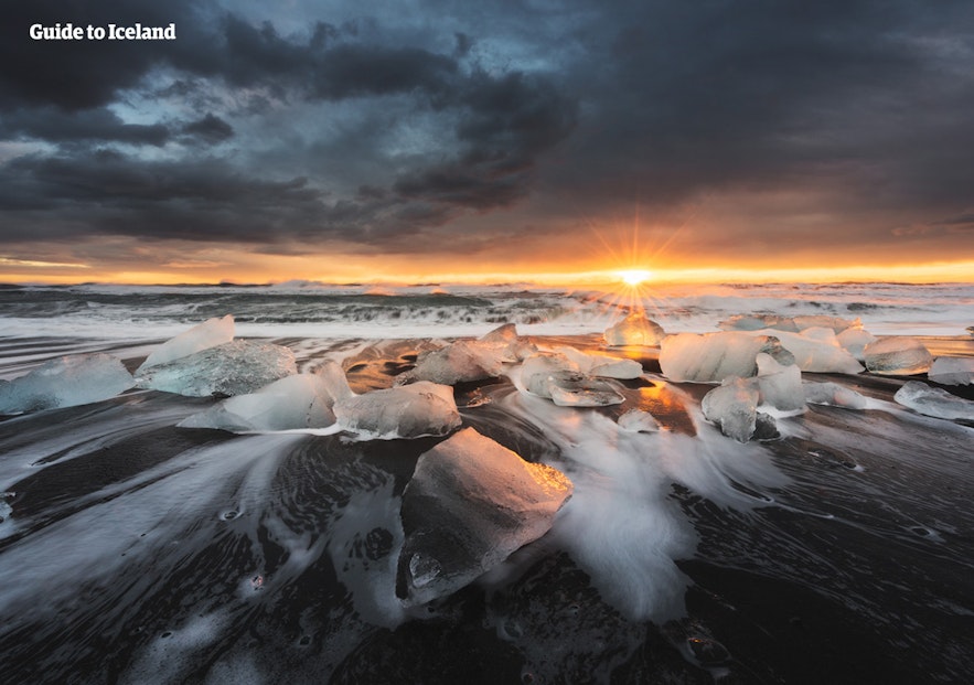 The icebergs move down toward Diamond Beach, where they become one with the Atlantic.