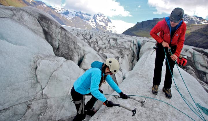 A certified glacier guide will show you the ropes before you embark on an ice climbing tour