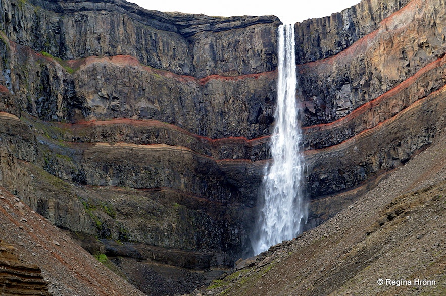 冰島Hengifoss 火山瀑布