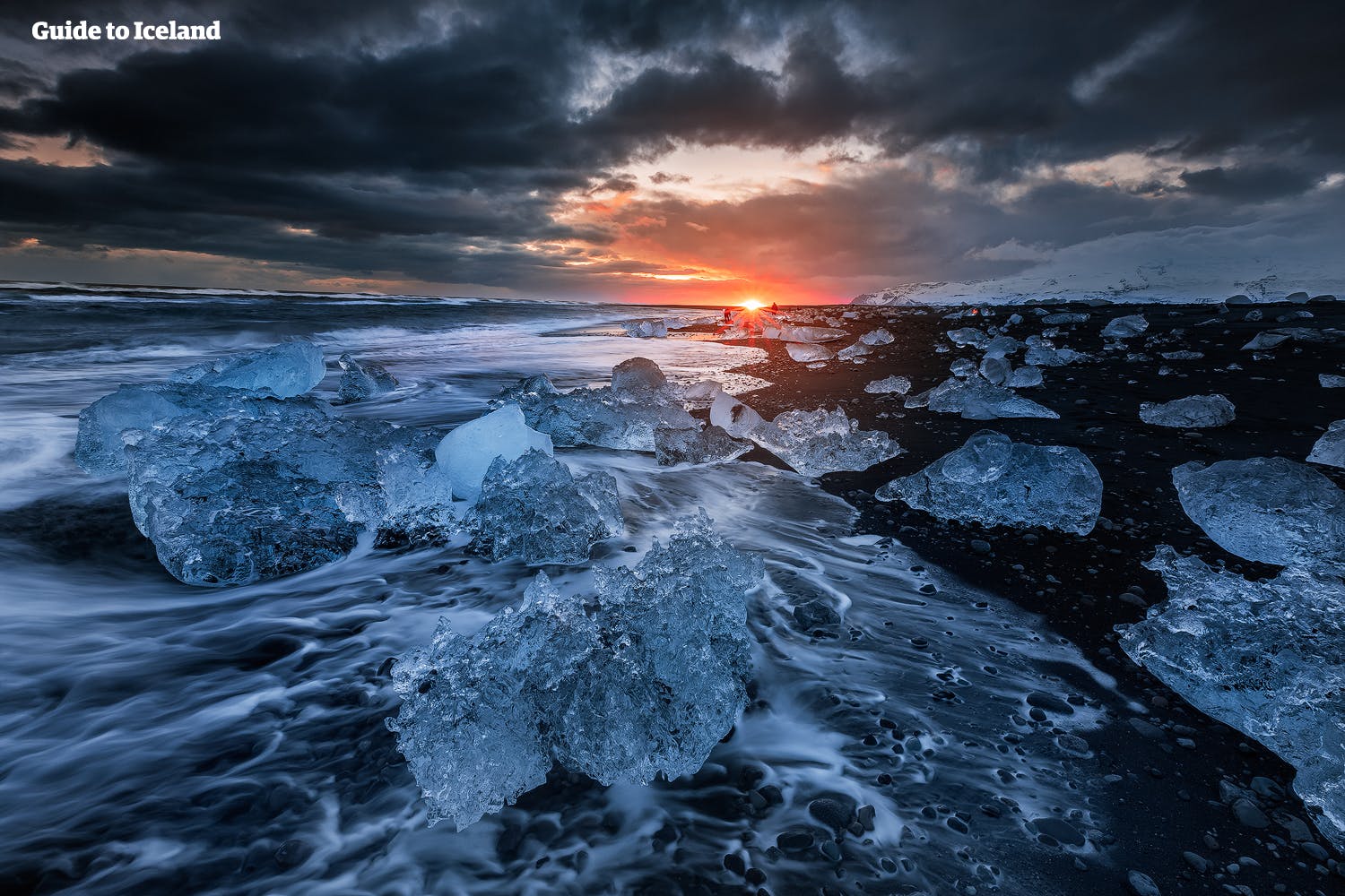 美丽的冰岛南岸钻石冰沙滩