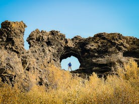 The Dimmuborgir lava formations are a maze of unusual rock structures created by a volcanic eruption thousands of years ago.