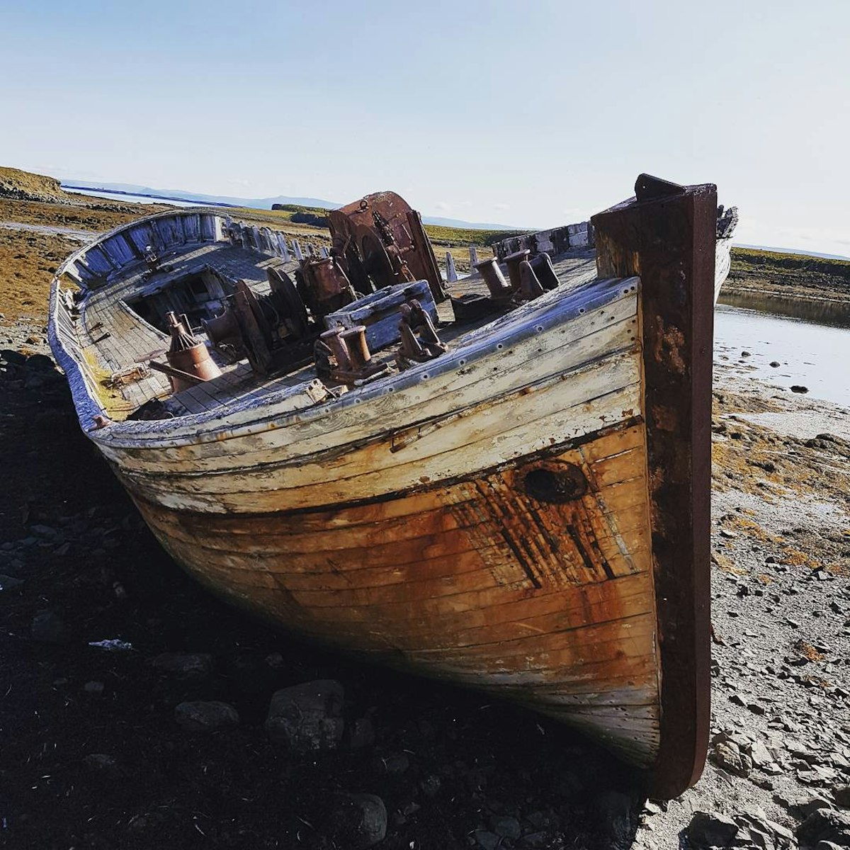 Old Wooden Fishing Boat in Iceland 