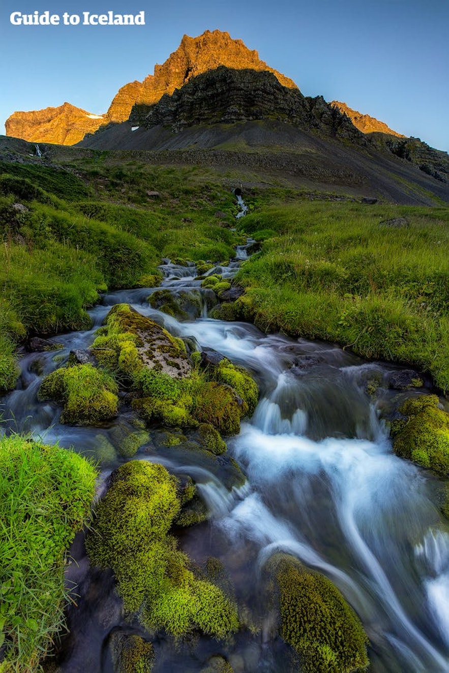 A verdant mountain in the Westfjords