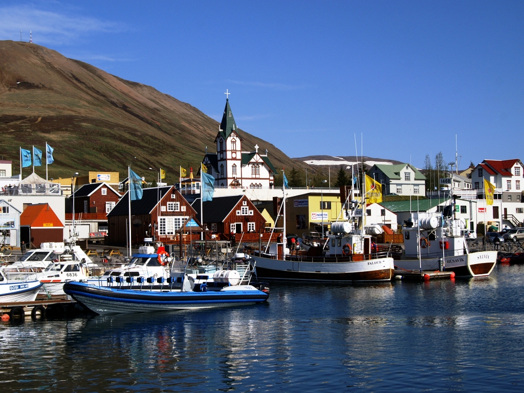 Húsavík is a charming fishing village in North Iceland and often called the whale watching capital of Europe.