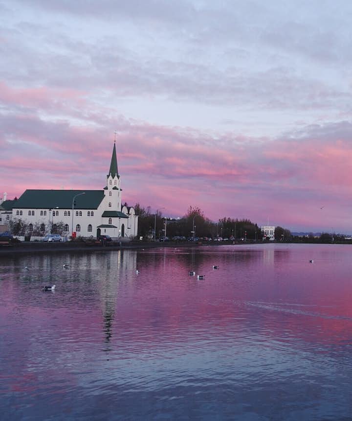 Tjornin Pond. Witnessing the Midnight Sun is one of the best free things to do in Reykjavik.