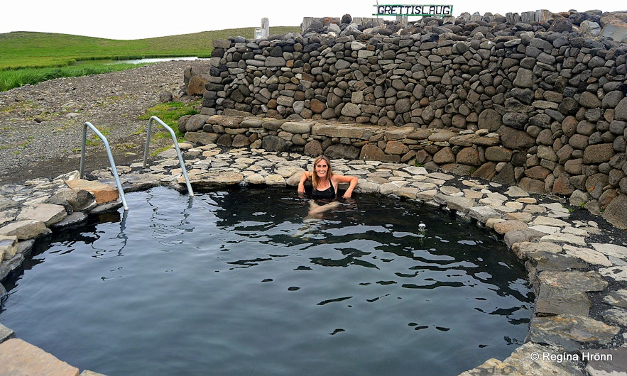 Regína in Grettislaug geothermal pool North-Iceland