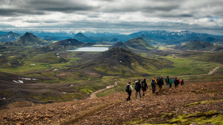 Hiking the trails of Landmannalaugar is a popular activity in the summer months.