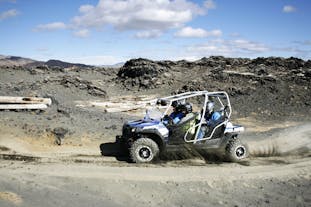 Four people experience an ATV tour on the Reykjanes Peninsula.
