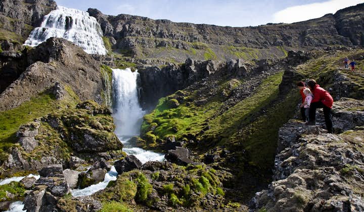 On a tour of the Westfjords, you'll visit the 100 metre high waterfall Dynjandi.